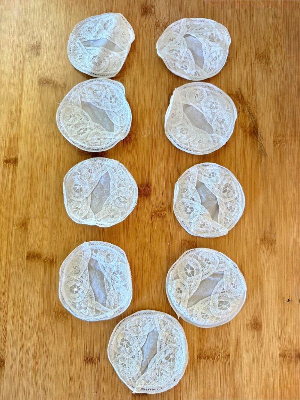Vintage White Cotton Lace Stem Coasters Set of 9